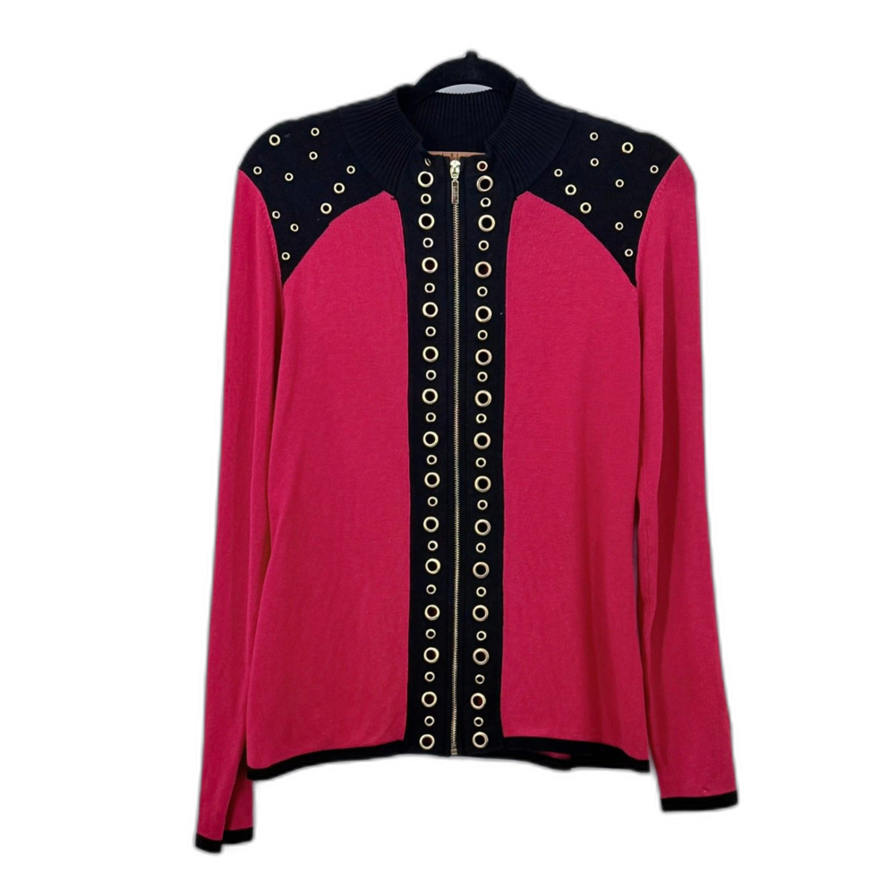 Belldini Red Black Gold Cardigan Y2K 2000s Jackson Style Women Medium Retro 80s
